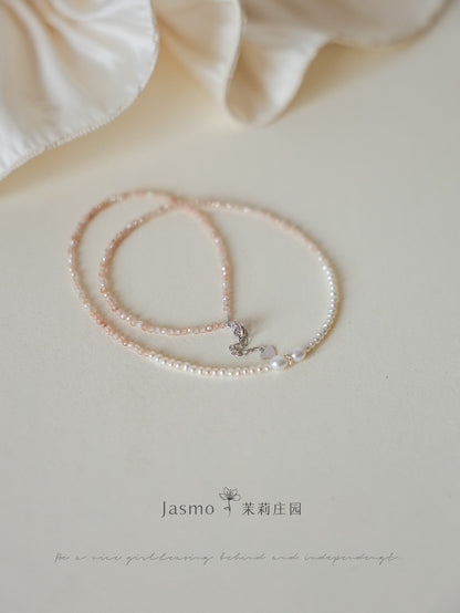 2.5-3 mm Freshwater Pearl Zircon Necklace