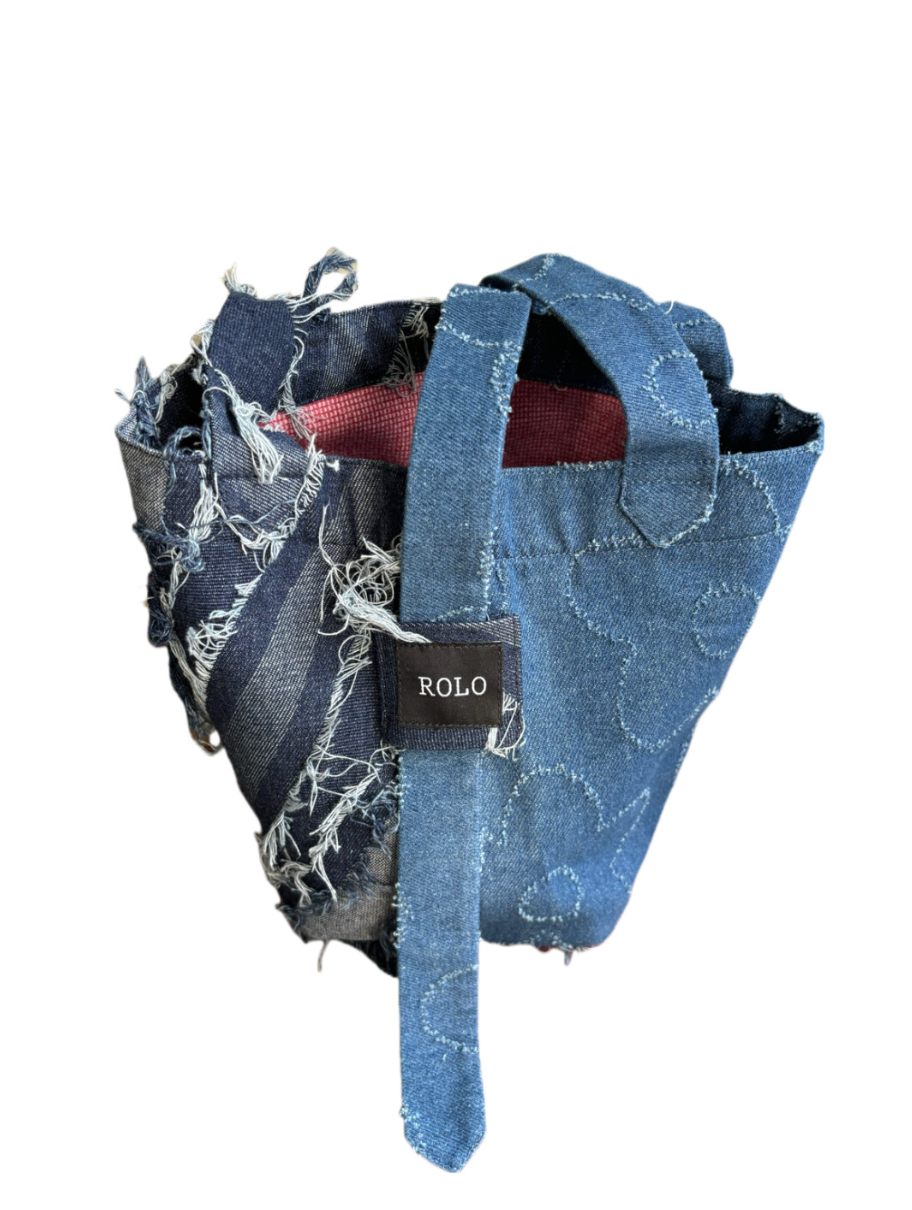 Color Block Denim Bucket Bag