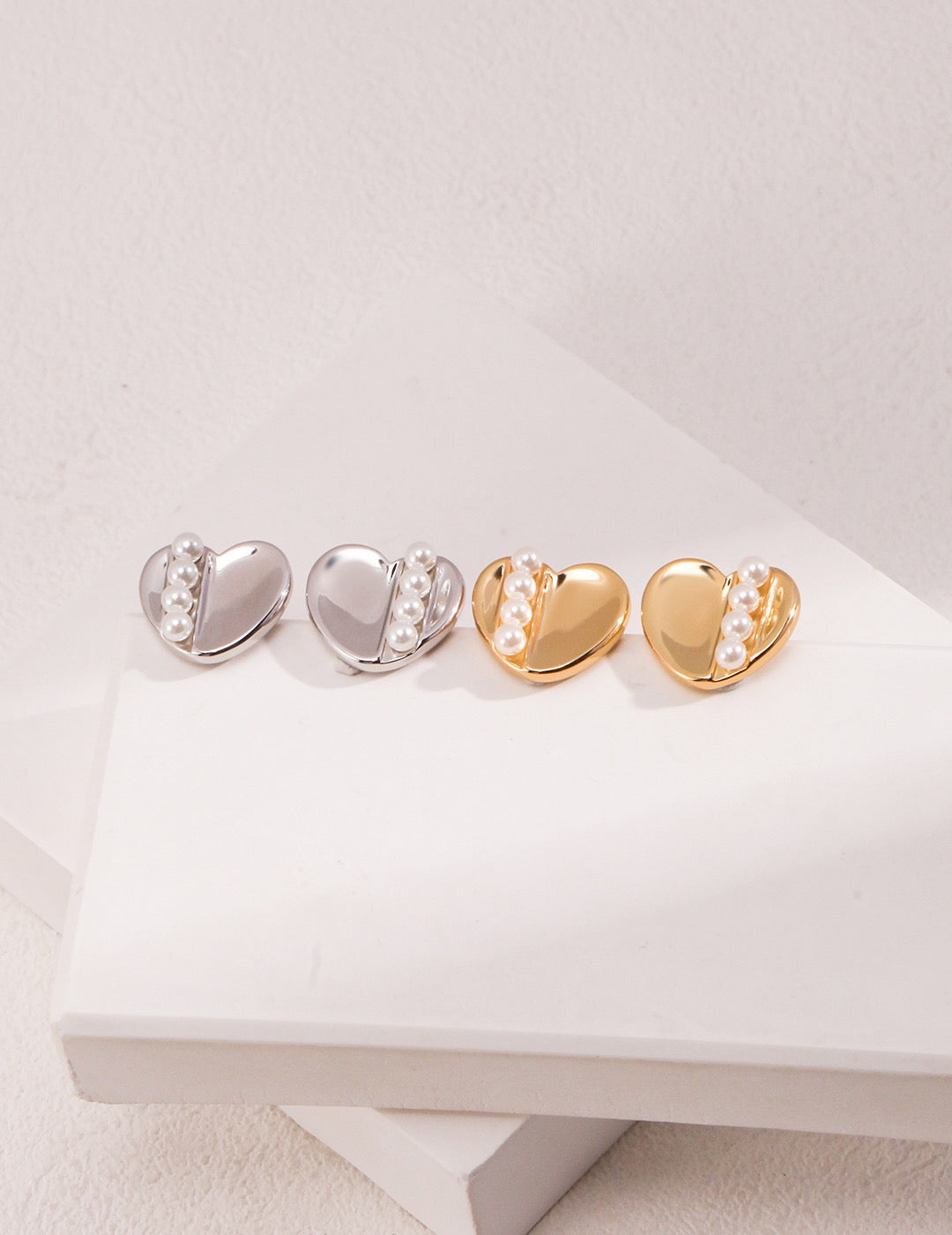 Heart Pearl Silver Earrings
