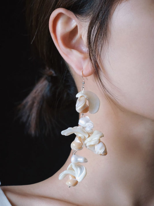 Baroque Pearl Shell Drop Earrings