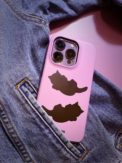 Black Cat Printed Double Layer Phone Case