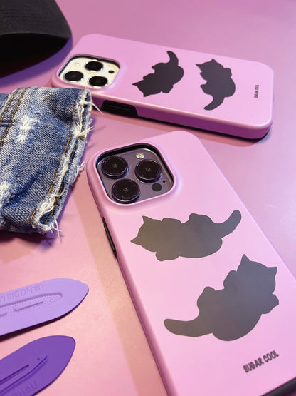 Black Cat Printed Double Layer Phone Case