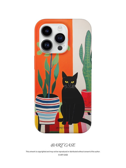 Black Cat Printed Double Layer Phone Case