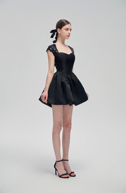 Black Mini Dress with Open Heart Back