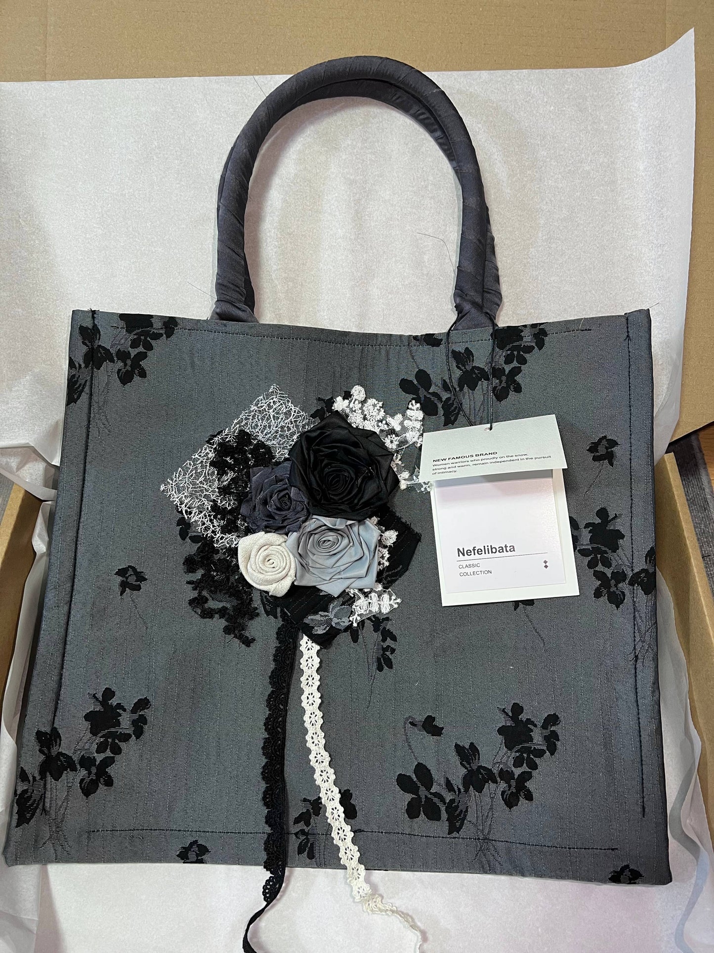 Black Rose Lace Tote