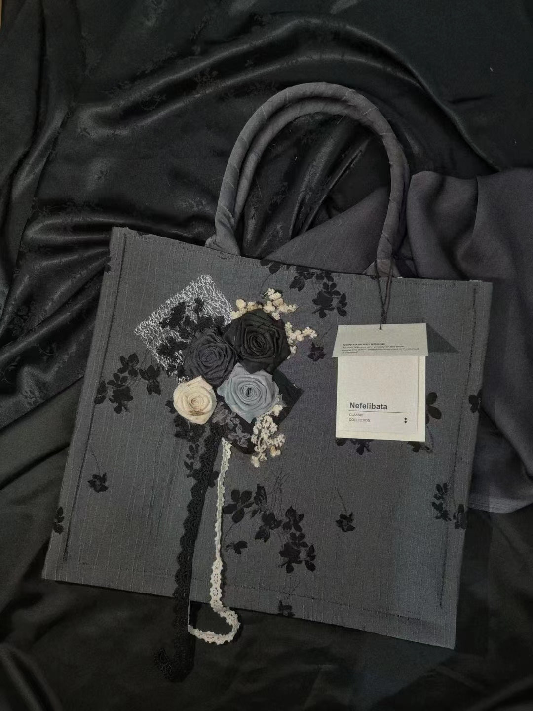 Black Rose Lace Tote