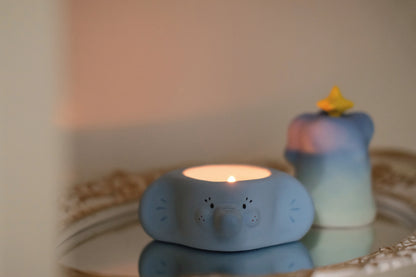 Blue Blue Elephant Candle Holder With Star Hat