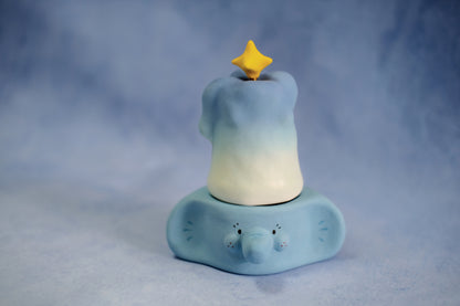 Blue Blue Elephant Candle Holder With Star Hat