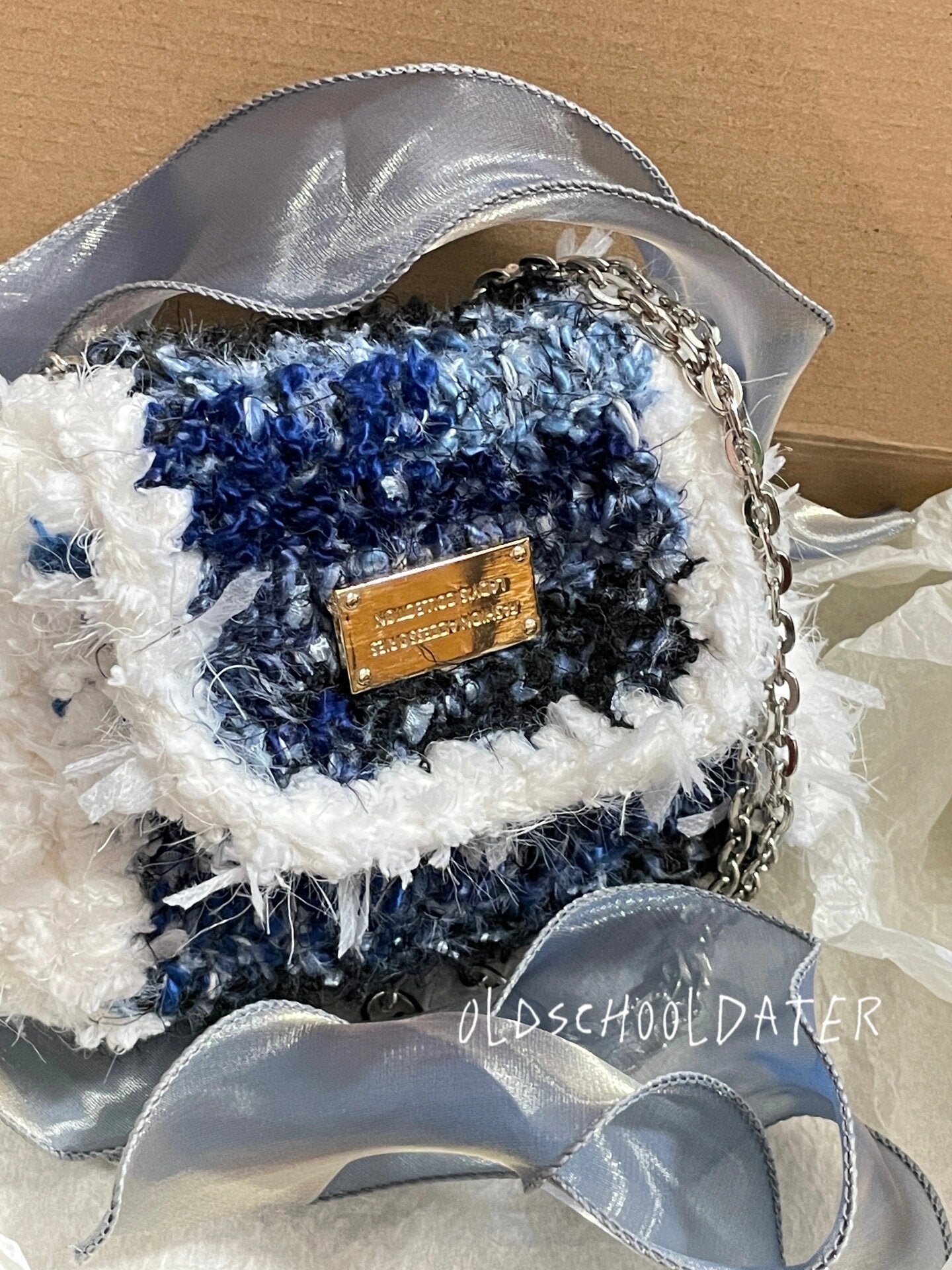 Blue Crochet Shoulder Bag