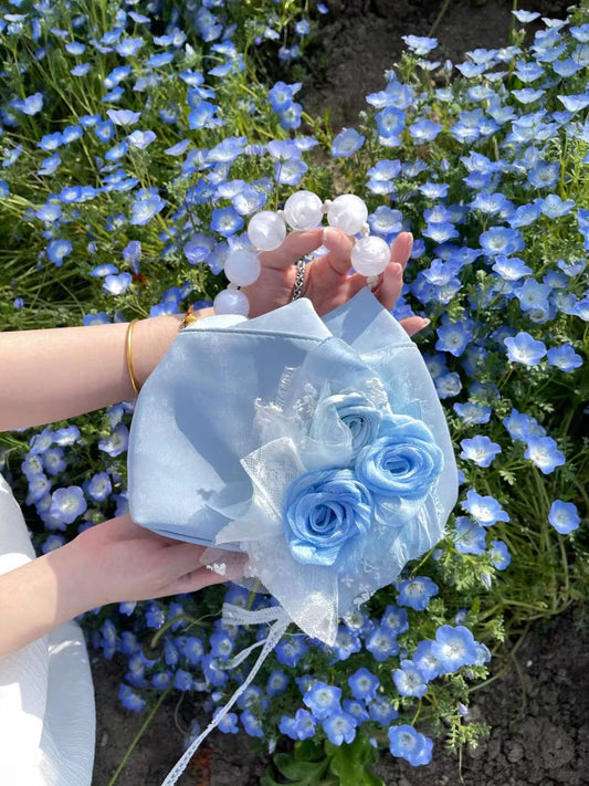 Blue Lace Rose Handbag