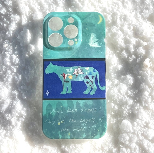 Blue Leopard Printed Phone Case