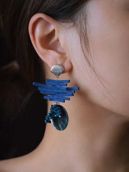 Blue Priest Statement Earrings