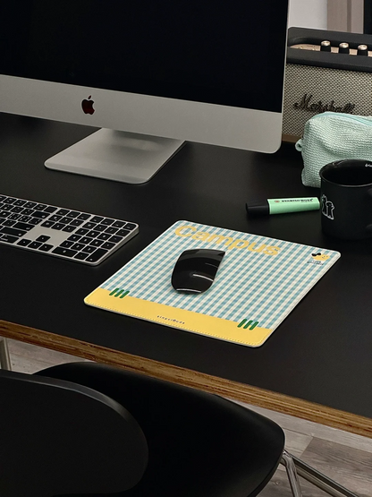 Blue Yellow Plaid Mouse Pad