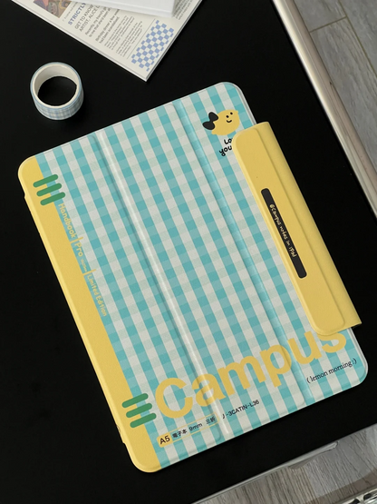 Blue Yellow Plaid Notebook iPad Case