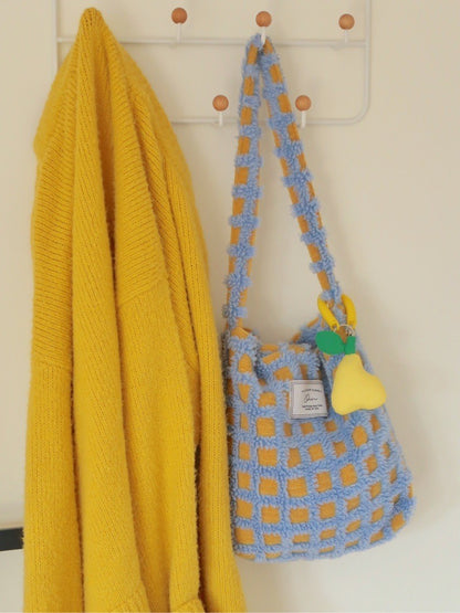 Blue Yellow Waffle Shoulder Bag