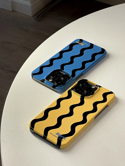 Blue Yellow Waves Printed Phone Case