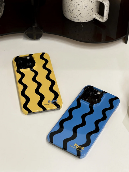 Blue Yellow Waves Printed Phone Case