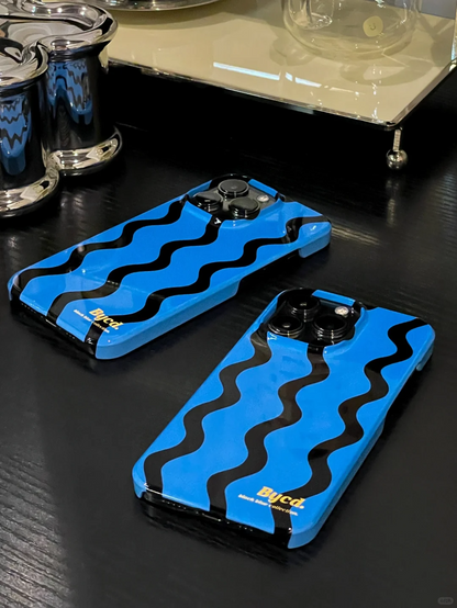 Blue Yellow Waves Printed Phone Case