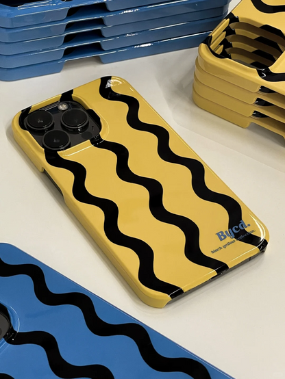 Blue Yellow Waves Printed Phone Case