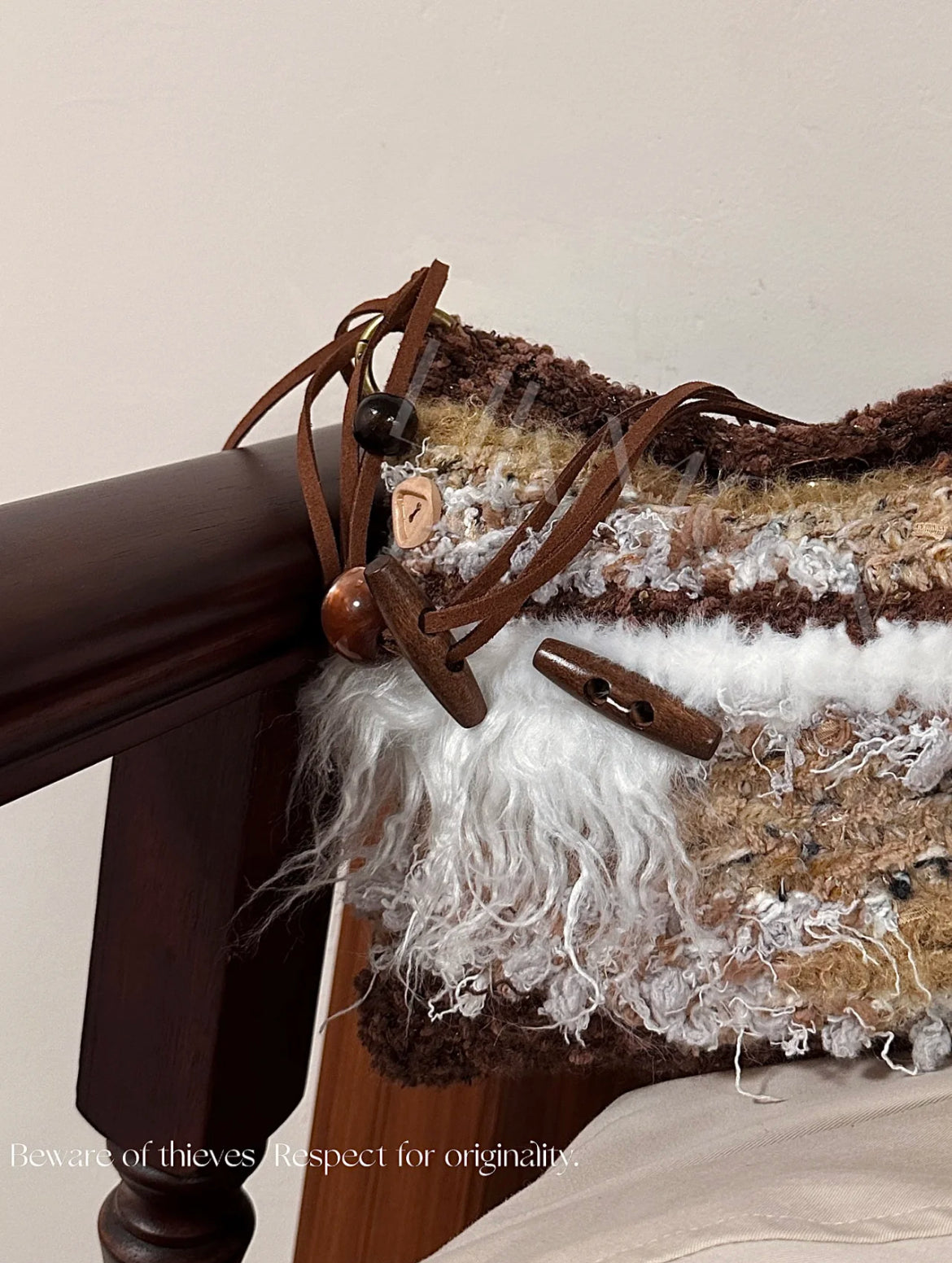 Bohemian Rustic Fluffy Crochet Shoulder Bag