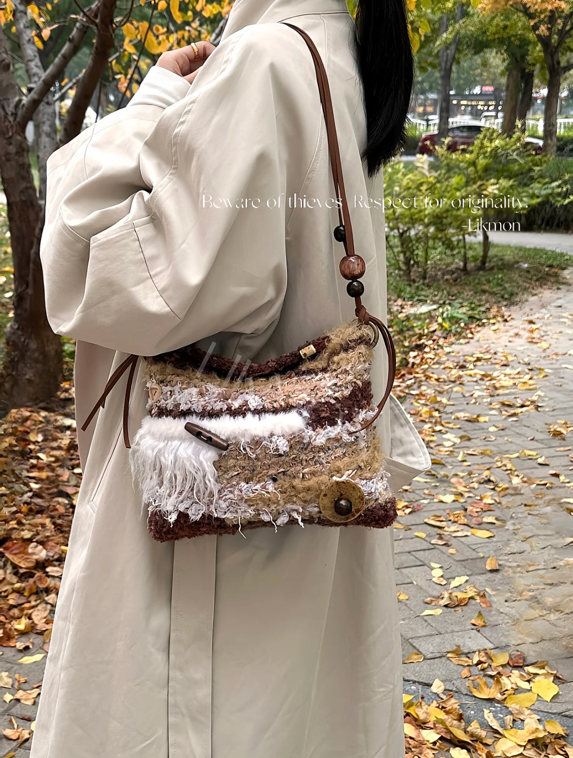 Bohemian Rustic Fluffy Crochet Shoulder Bag