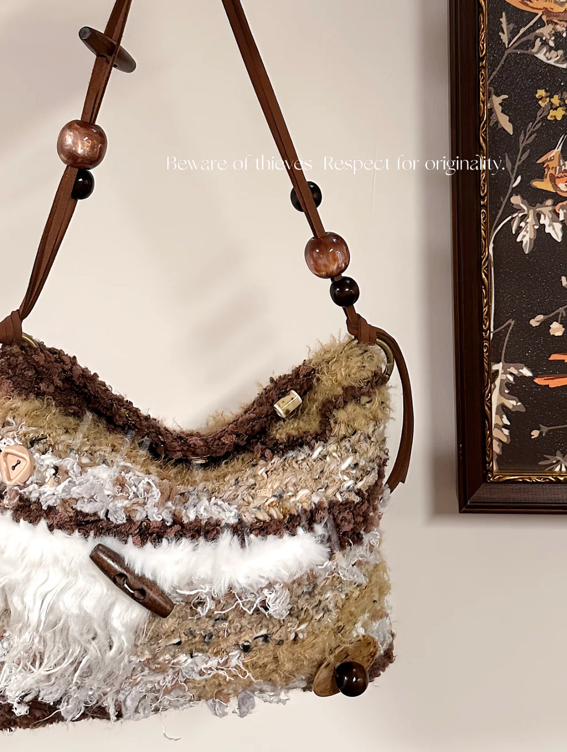 Bohemian Rustic Fluffy Crochet Shoulder Bag