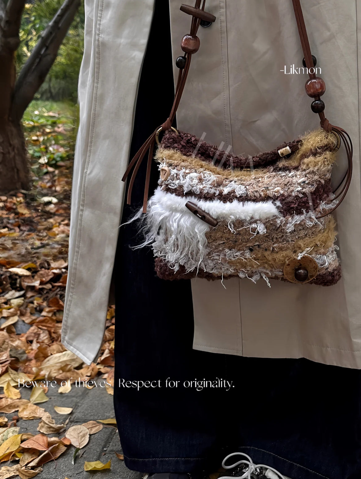 Bohemian Rustic Fluffy Crochet Shoulder Bag