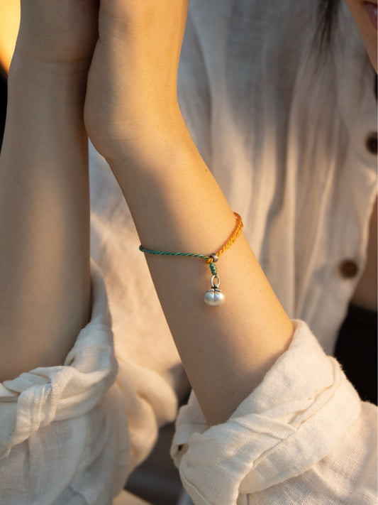 「Chinoiserie」Silver Persimmon Braided Bracelet
