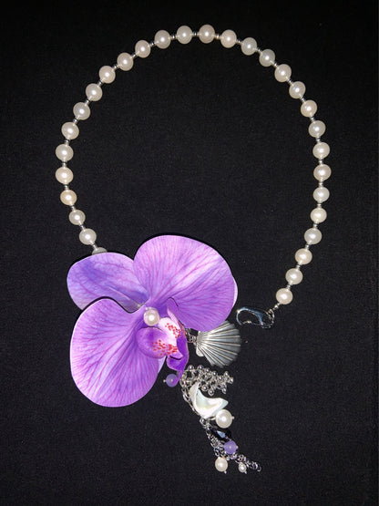 Butterfly Orchid Tassel Necklace