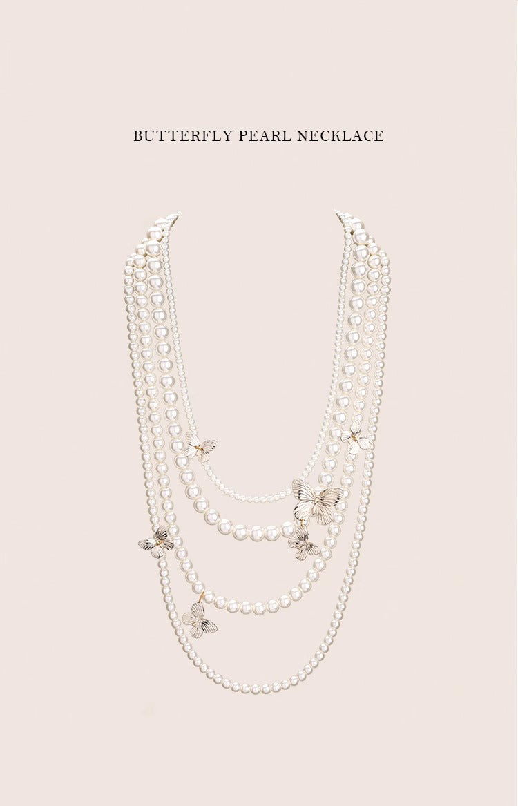 Butterfly Pearl Layered Necklace