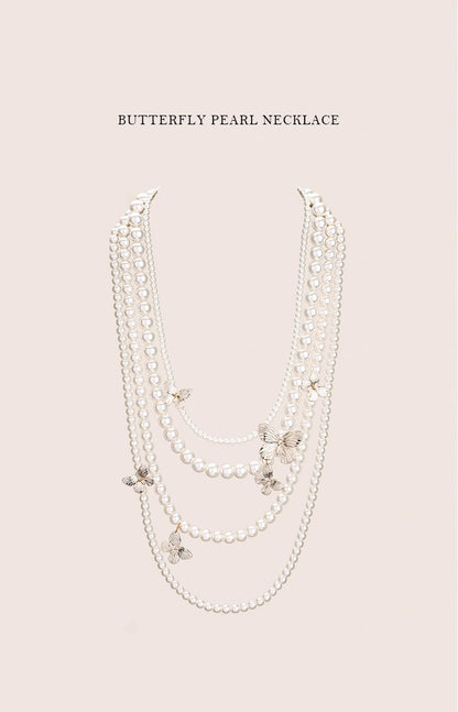 Butterfly Pearl Layered Necklace