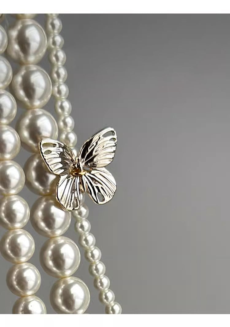 Butterfly Pearl Layered Necklace