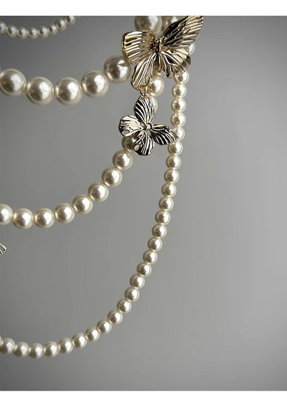 Butterfly Pearl Layered Necklace