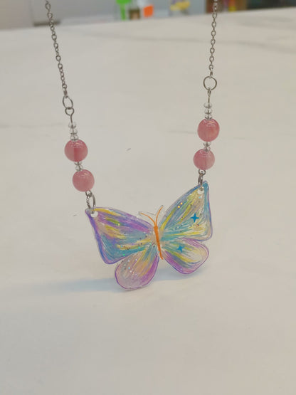 Butterfly Shrink Plastic Necklace