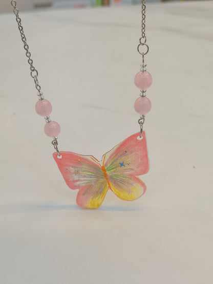 Butterfly Shrink Plastic Necklace