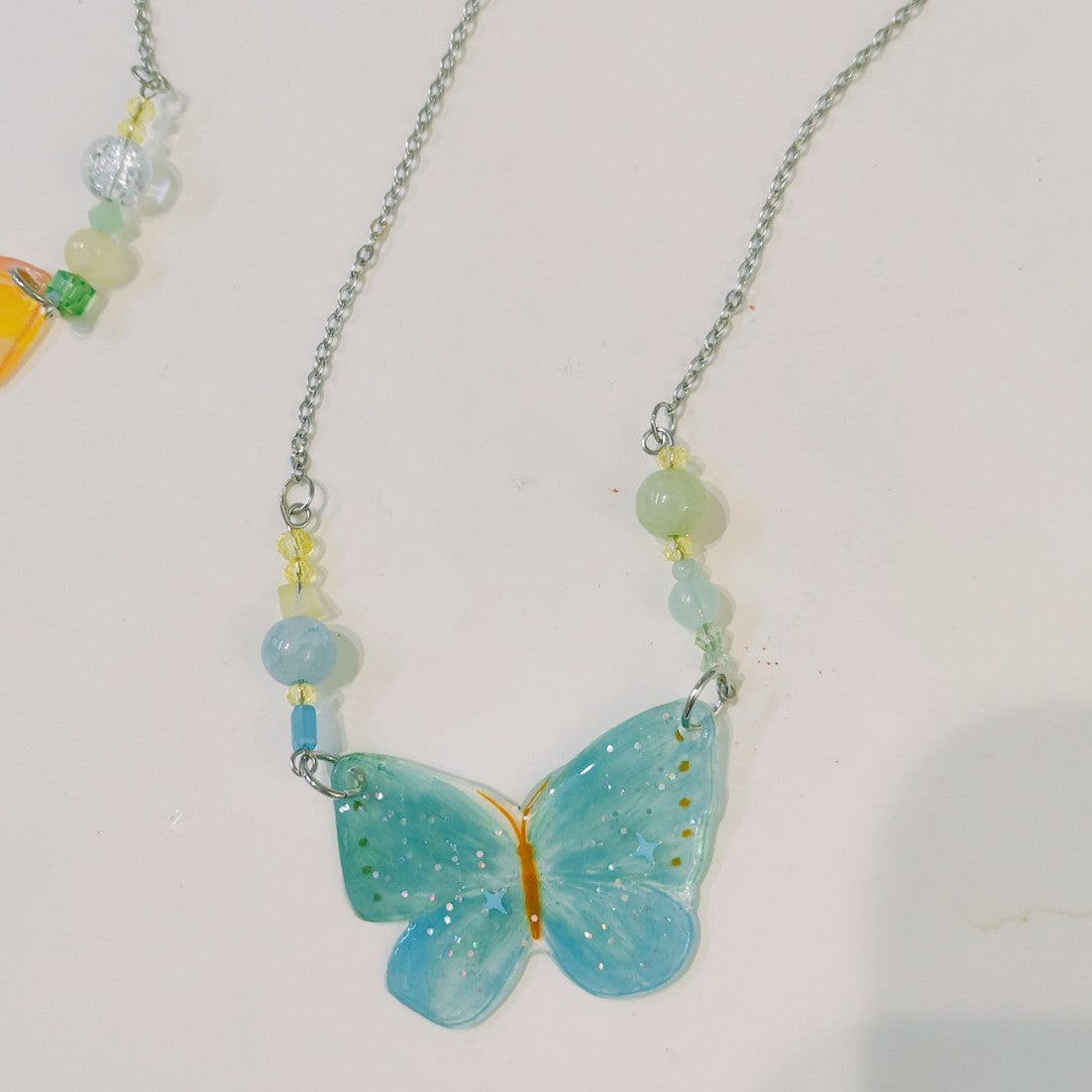 Butterfly Shrink Plastic Necklace