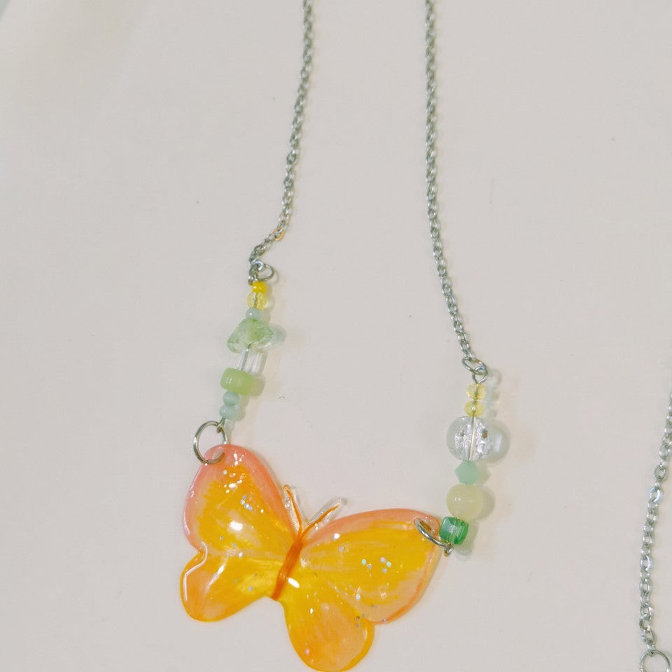 Butterfly Shrink Plastic Necklace