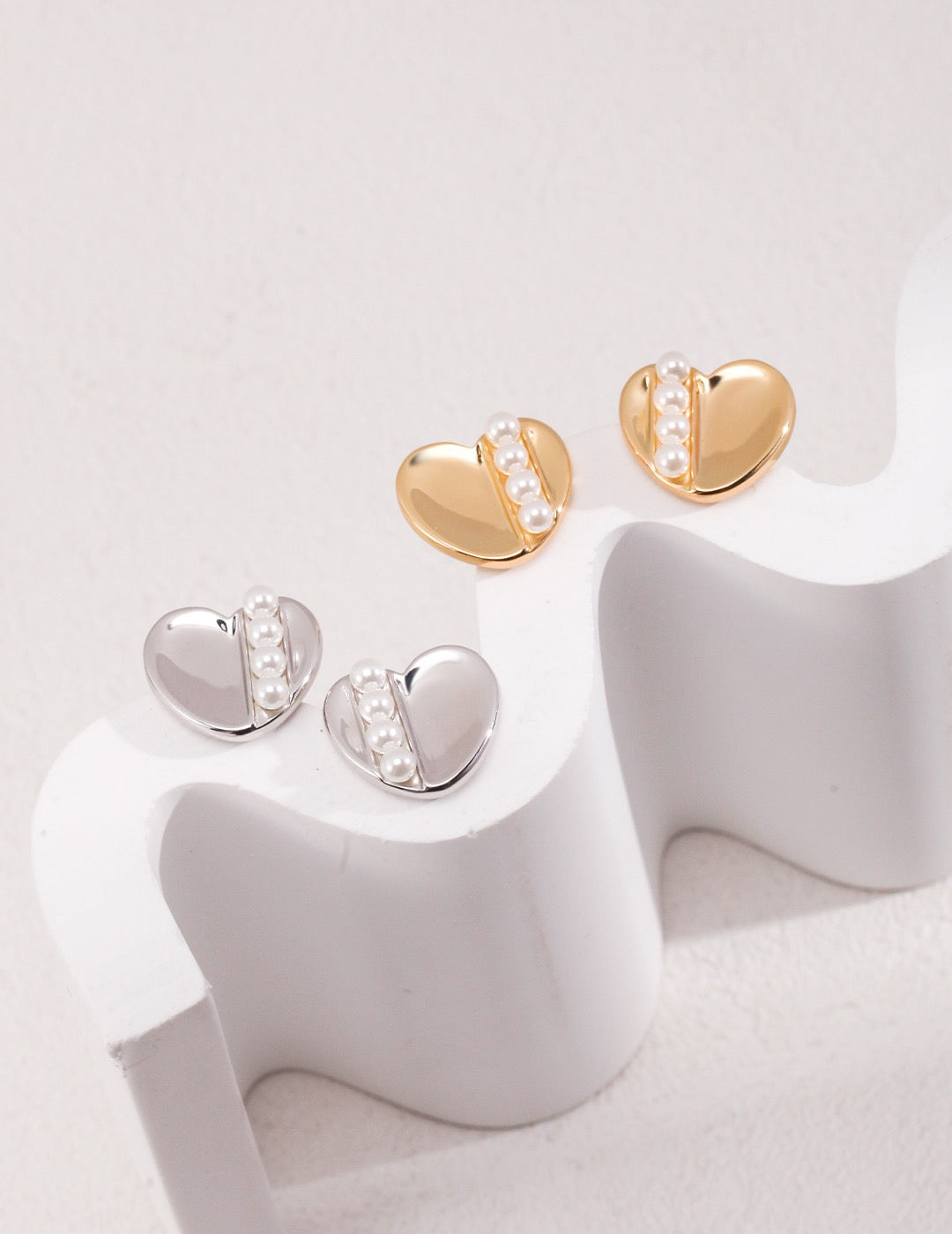 Heart Pearl Silver Earrings