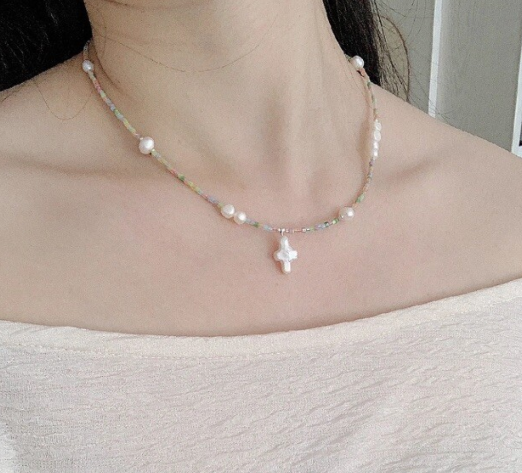 Candy Bead Natural Pearl Necklace