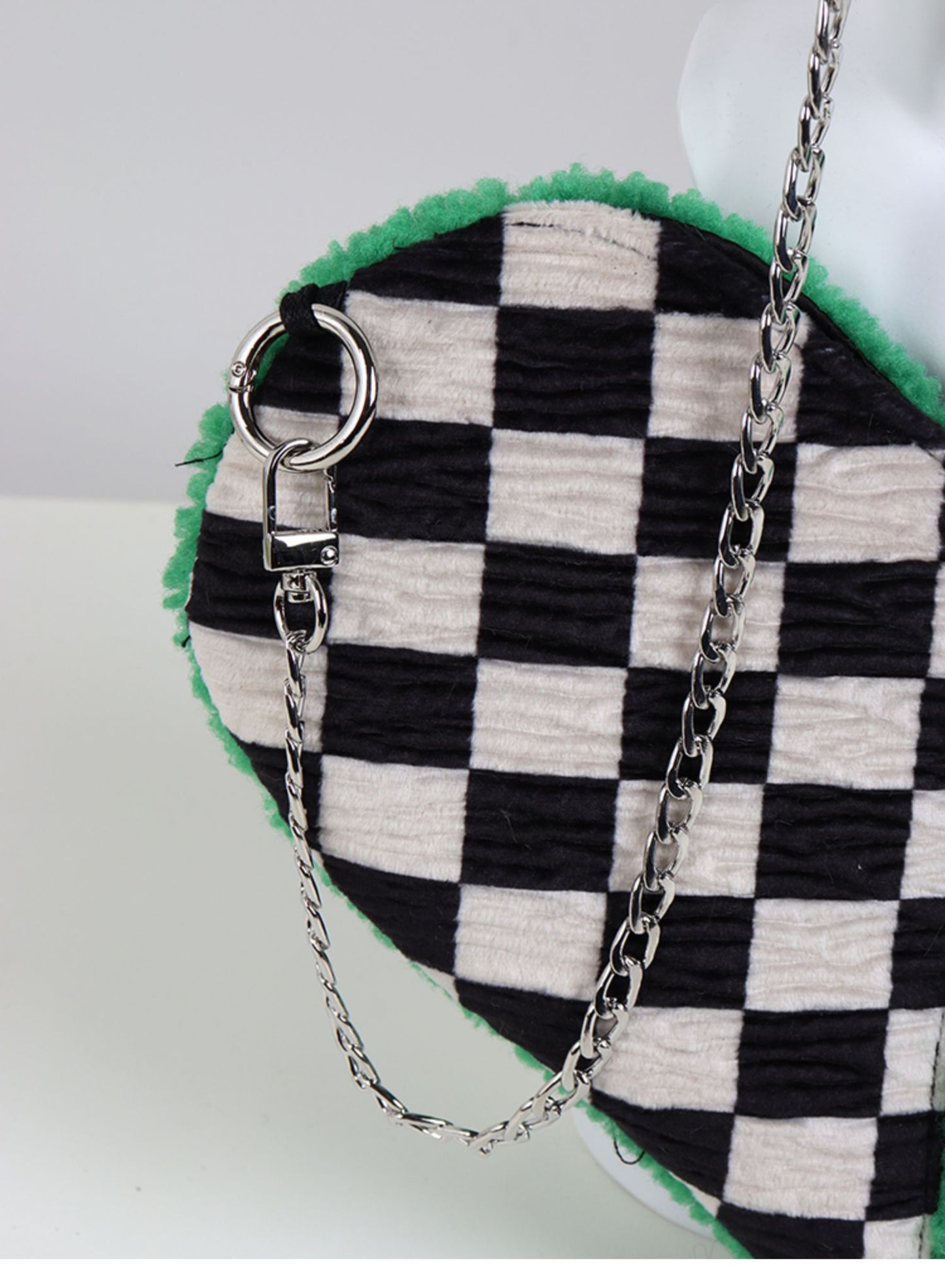 Checkered Heart Shape Shoulder Bag