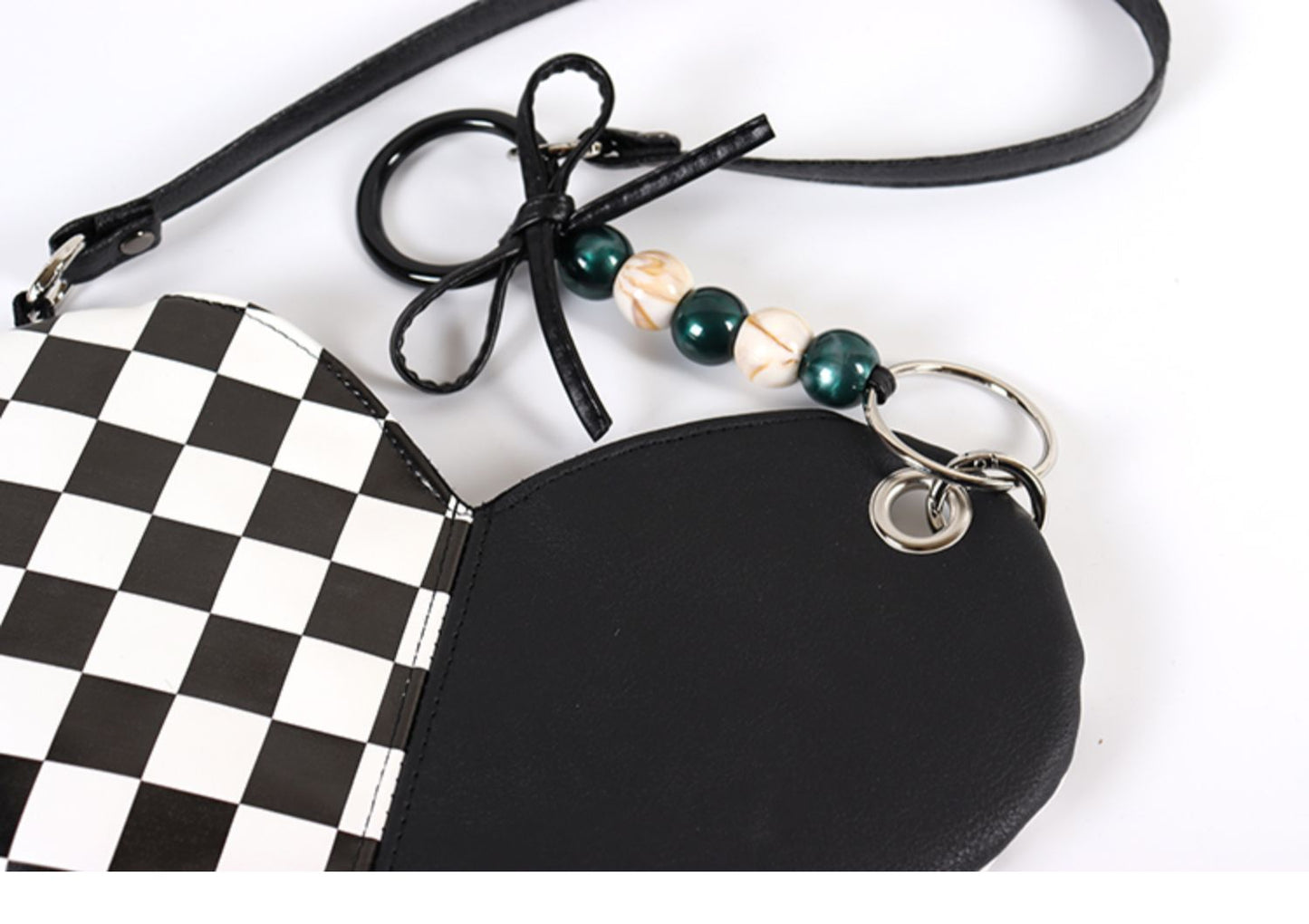 Checkered Heart Shape Shoulder Bag