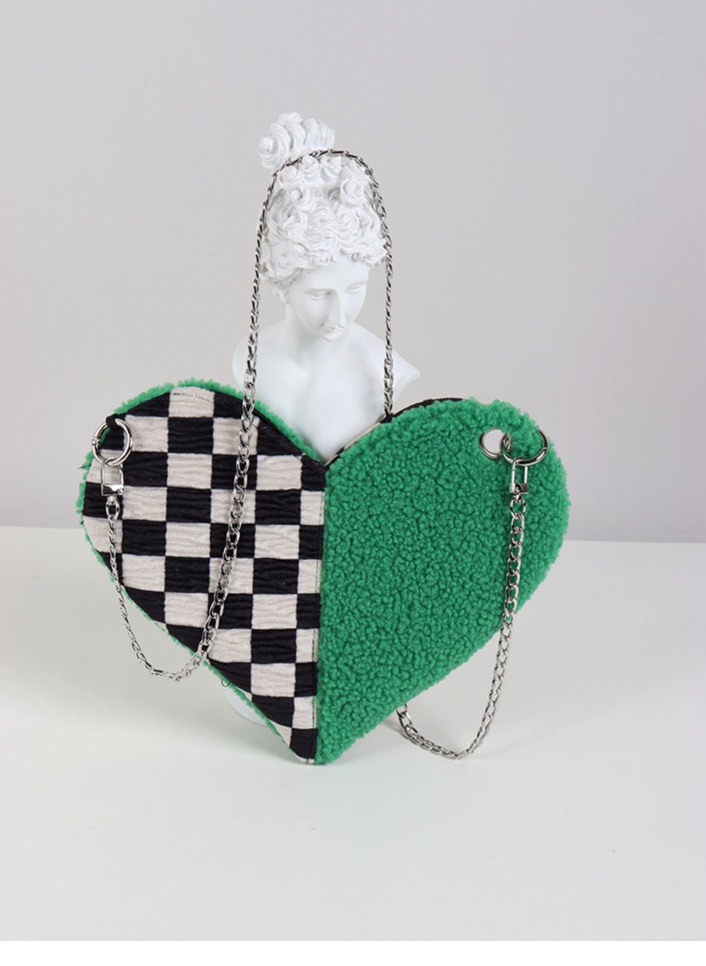 Checkered Heart Shape Shoulder Bag