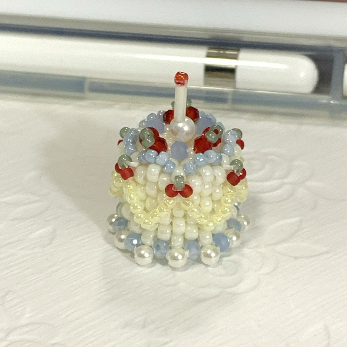 Cherry Cake Beaded Phone Charm