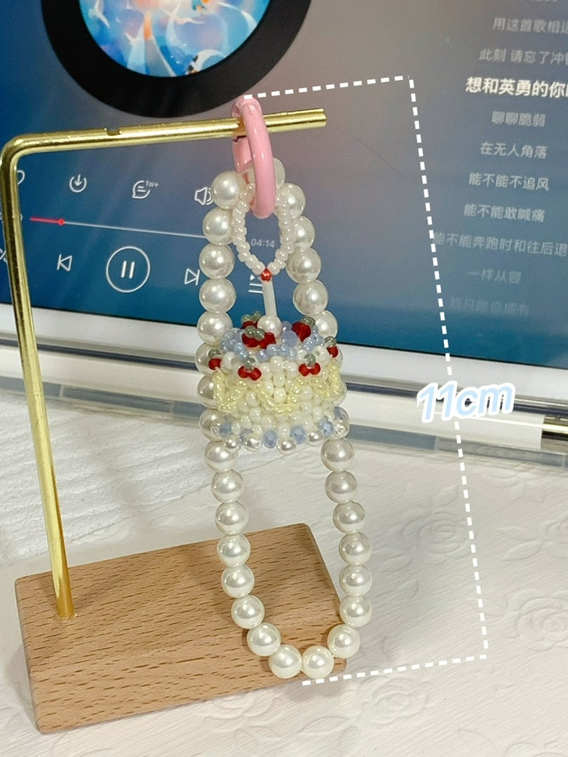 Cherry Cake Beaded Phone Charm