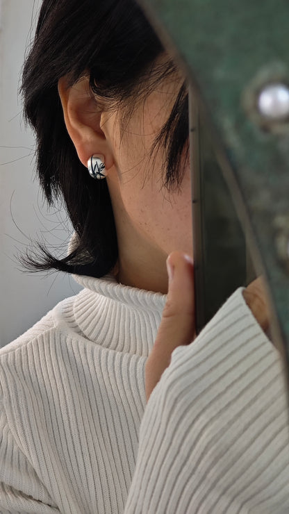 Chinese Lacquer Bamboo Earrings Ring