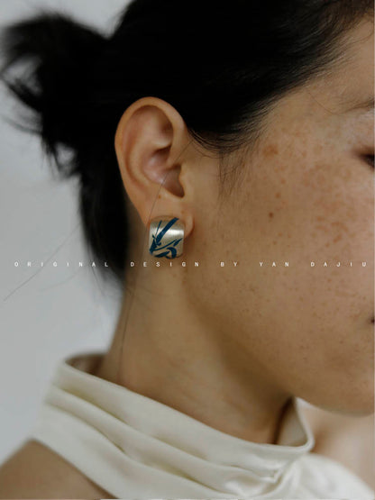 Chinese Lacquer Bamboo Earrings Ring