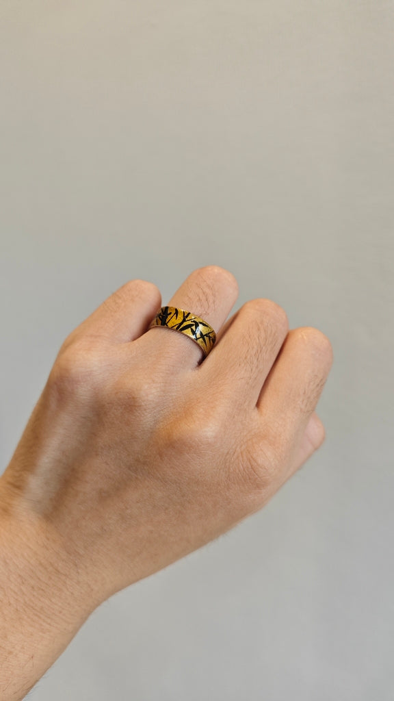 Chinese Lacquer Bamboo Open-end Ring