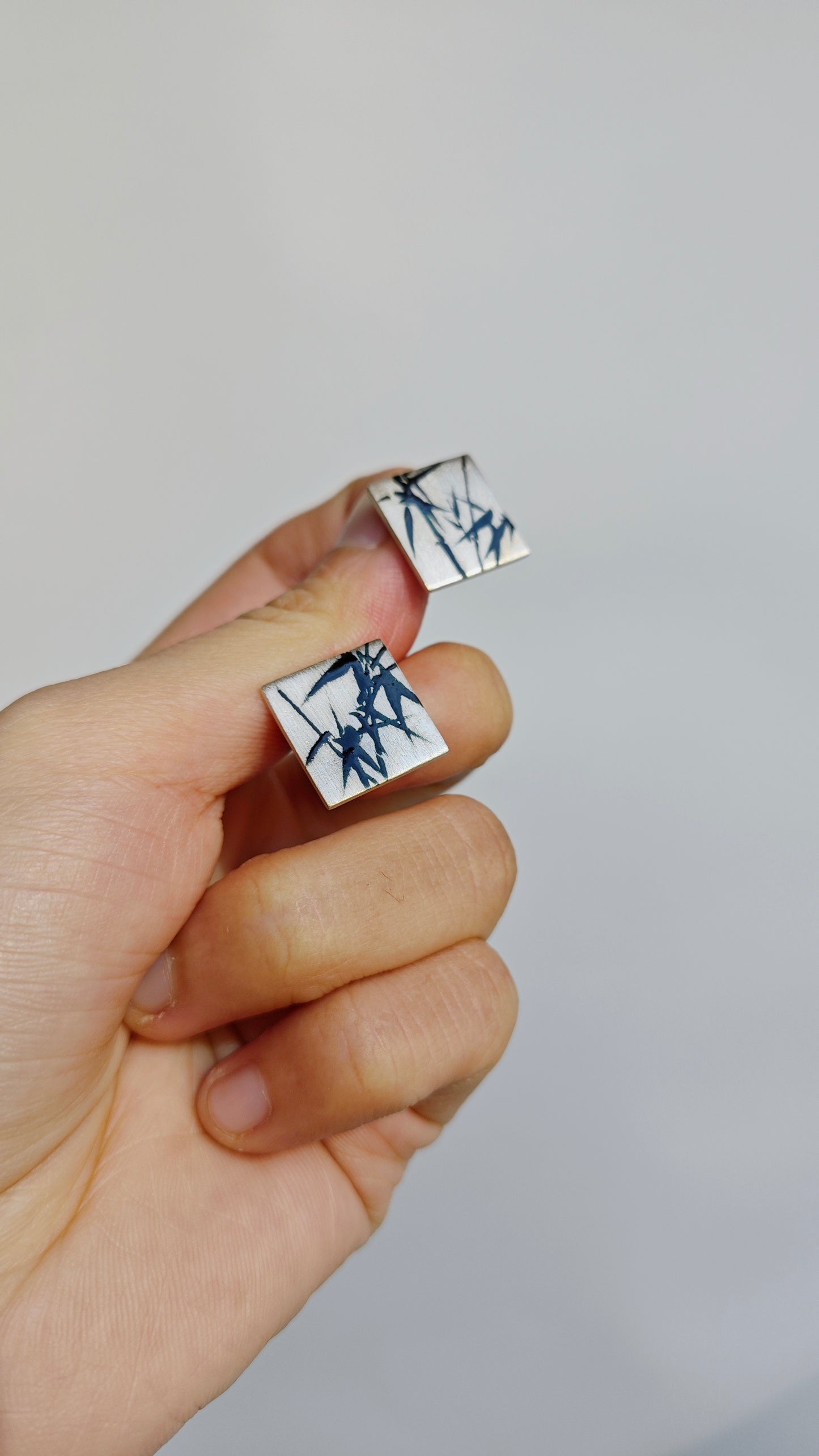 Chinese Lacquer Bamboo Square Studs