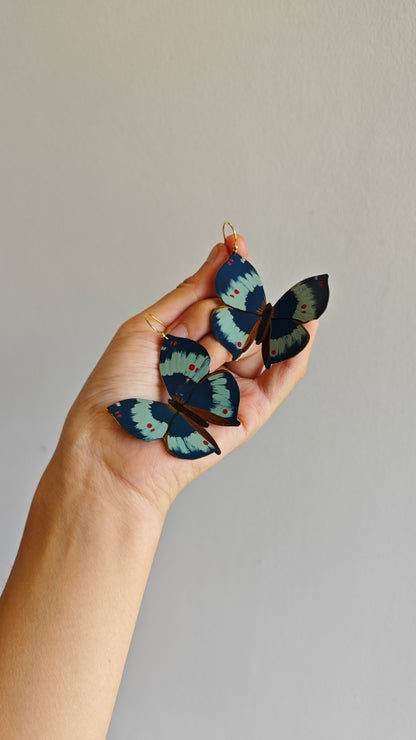 Chinese Lacquer Blue Butterfly Earrings