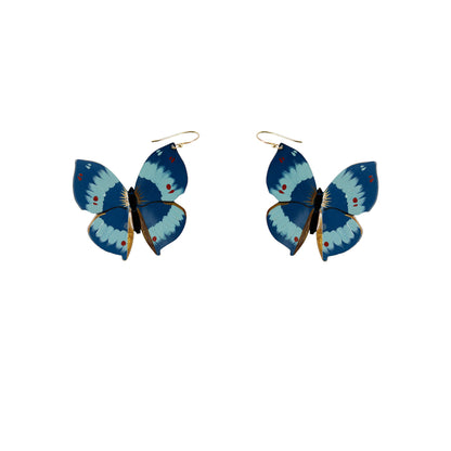 Chinese Lacquer Blue Butterfly Earrings